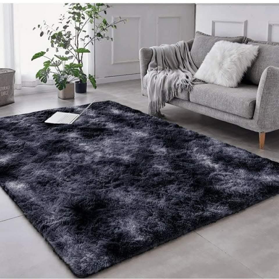 Generic 5 by 8  Fluffy Carpet Black