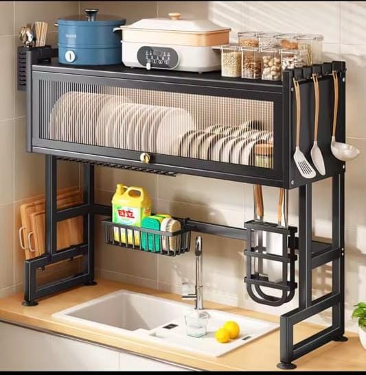 Best Quality Single Layer Over the Sink Dish Rack with Glass Acrylic Cover