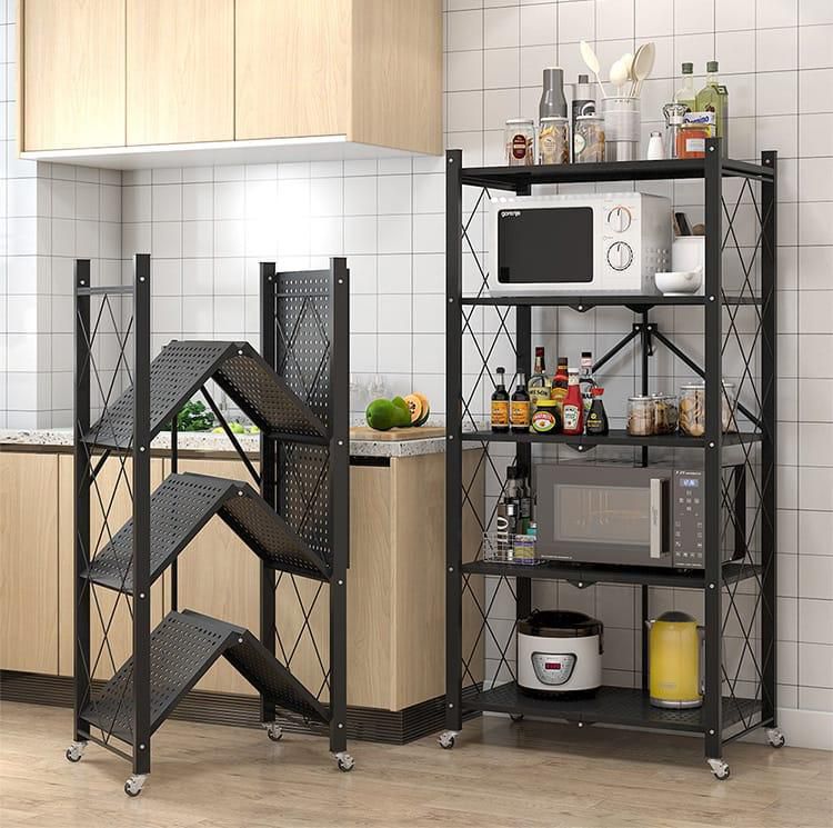 5-Tier Big Size Foldable Kitchen Rack with wheels