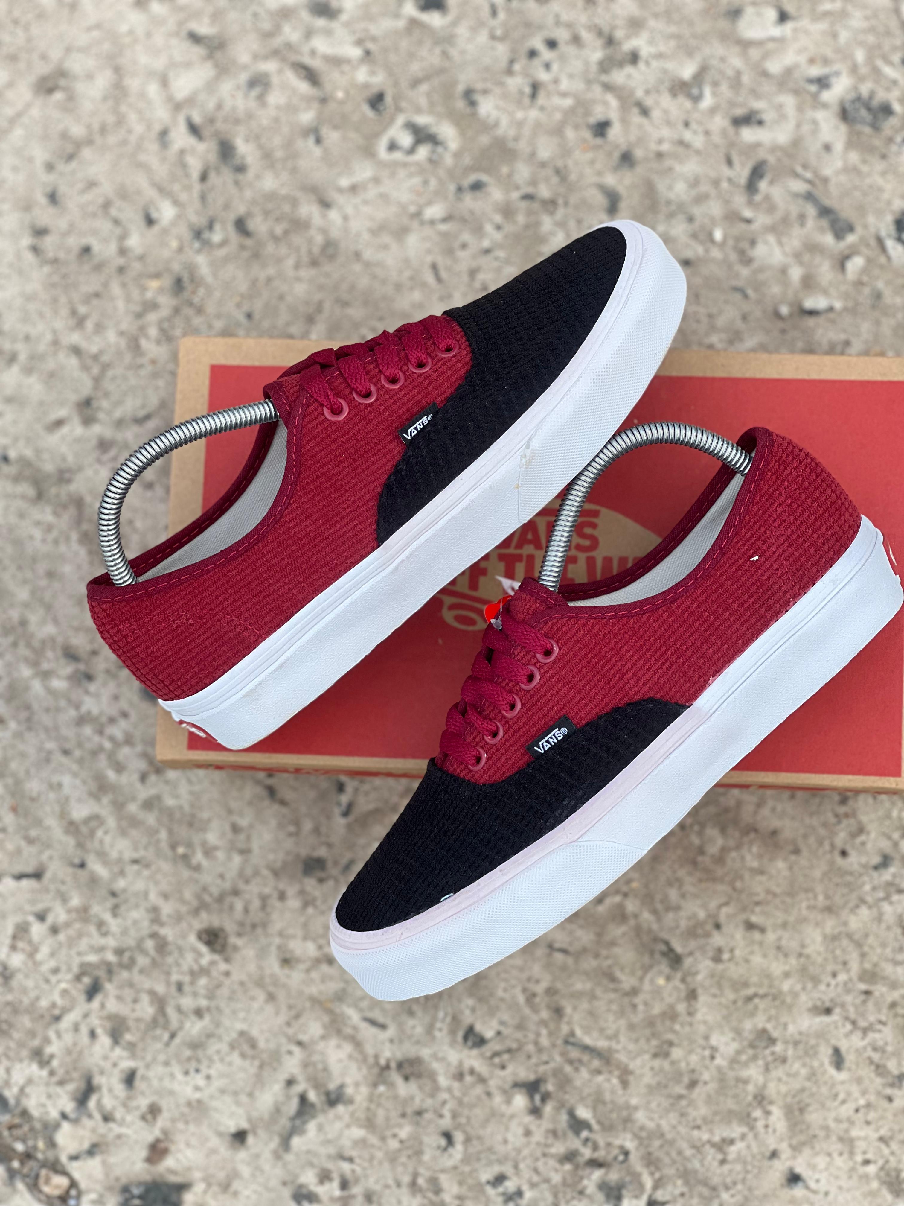 Double Sole Corduroy Vans of the Wall Sneakers Maroon/Black - White Sole